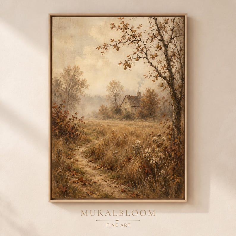 Autumn Cottage Landscape printable wall art
