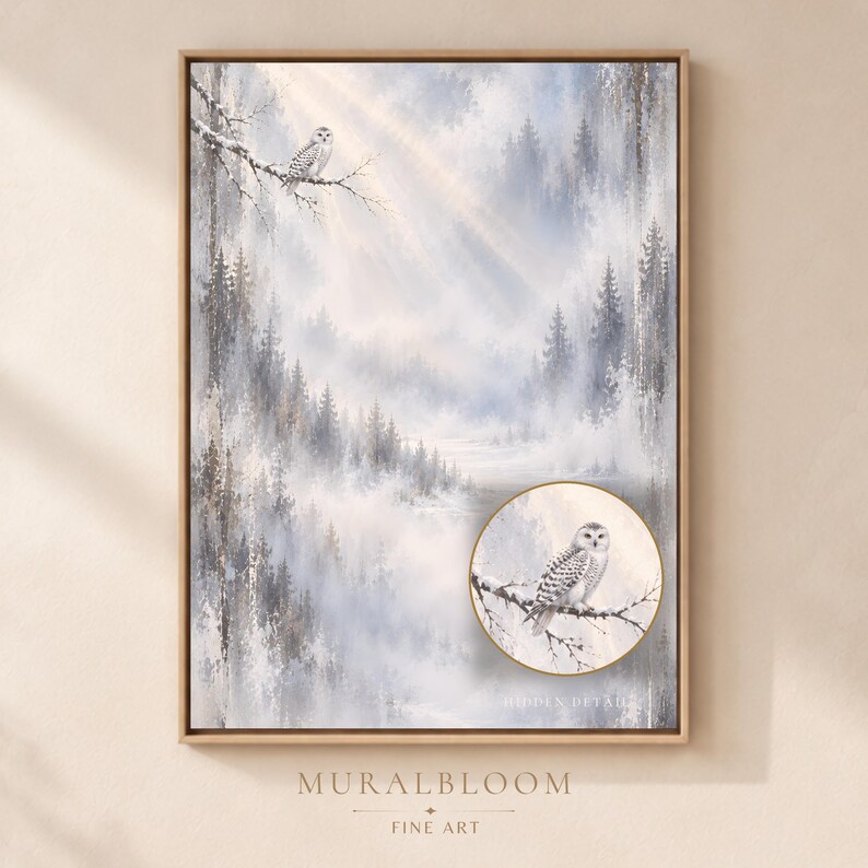 Snowy Owl Winter Forest printable wall art