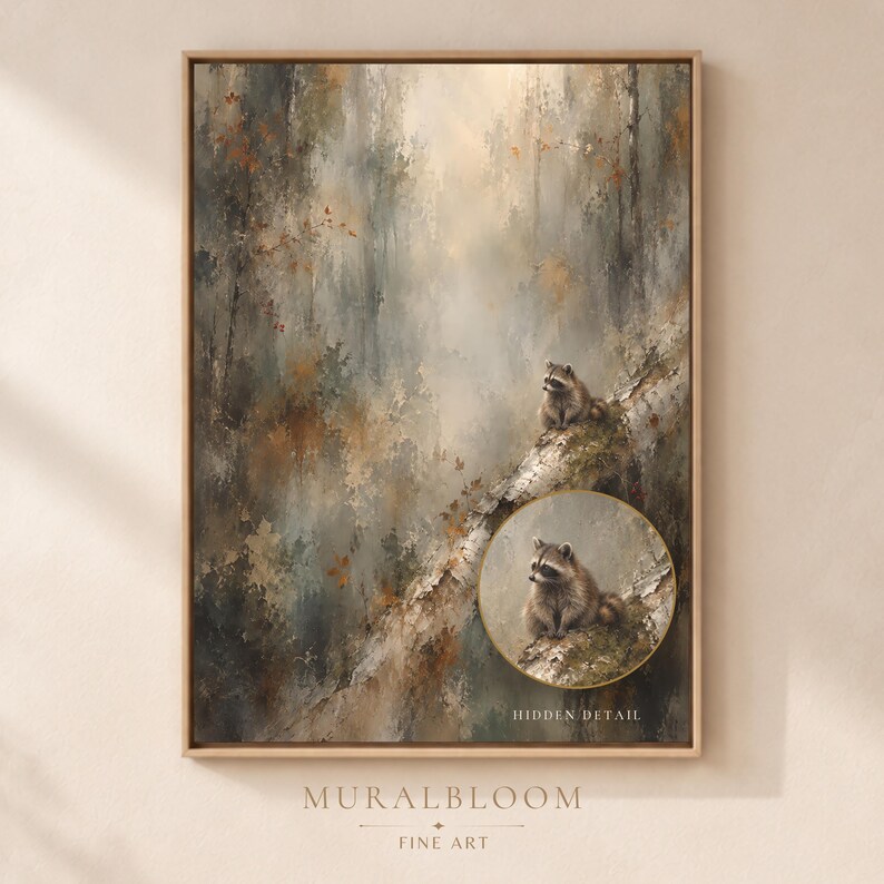 Hidden Raccoon Forest printable wall art