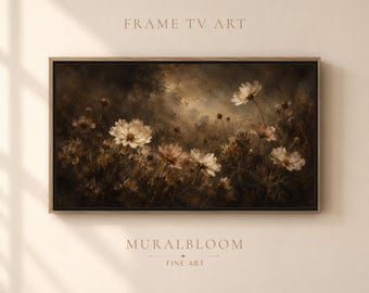 Cadre photo « Prairie cosmique sépia » · Style floral pictural et mélancolique