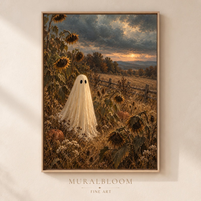 Ghost in Sunflower Field printable wall art