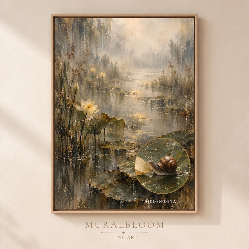 Golden Lotus Pond printable wall art