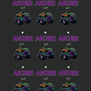 Etiquetas para presentes personalizadas do Monster Truck Obrigado por ter vindo