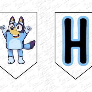 Cartoon hond, Bingo, Bluey, Chili verjaardagsbanner