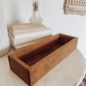Vintage primitive wood box, Rustic wooden box setting shelf, wood storage, decorative antique box, Farmhouse Home Decor, vintage home decor
