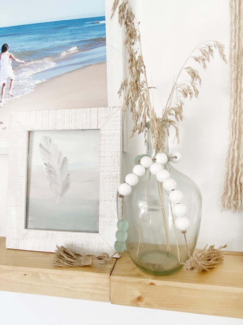 Coastal Home Decor Accent Beach House Gift White Bead Etsy