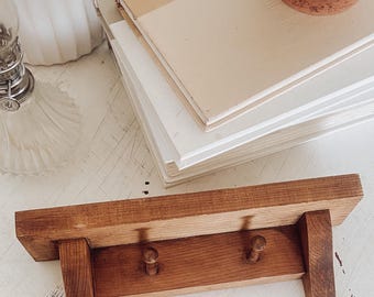 Small Wood Shelf with hanging pegs, Vintage Wall hanging Decor wooden shelf, Small trinket shelf display, primitive Home Decor, farmhouse