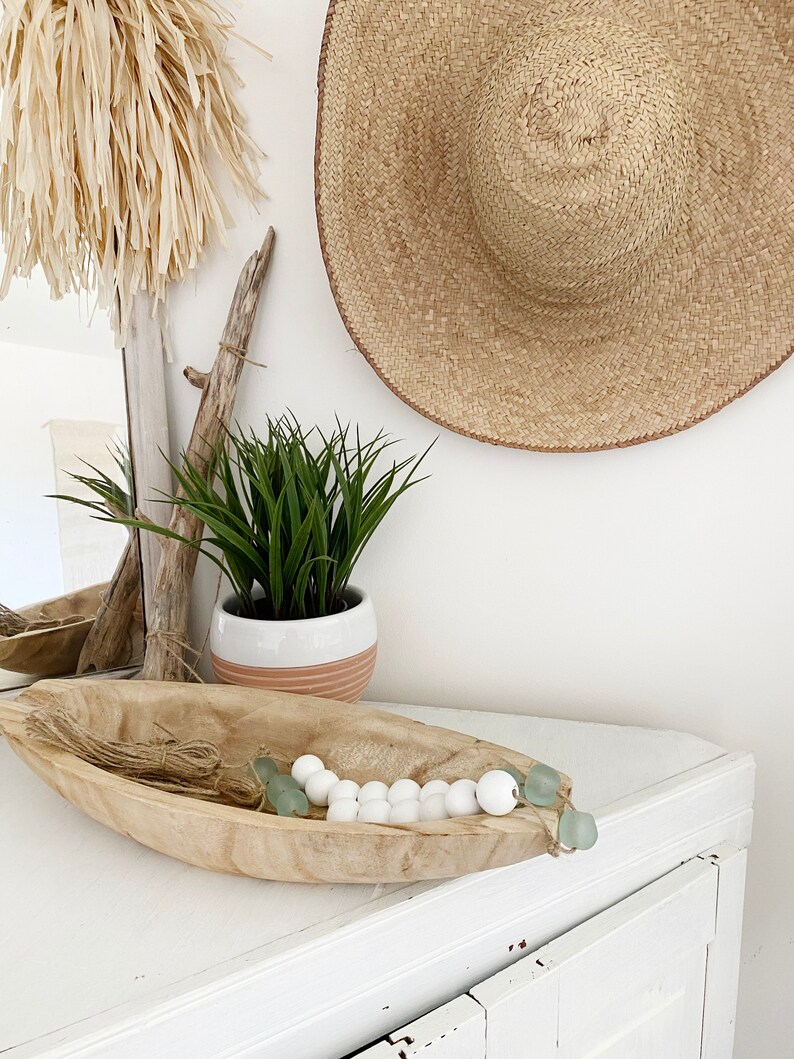 Coastal Home Decor Accent Beach House Gift White Bead Etsy