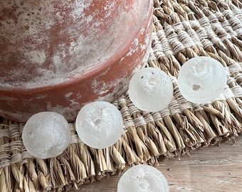Recycled Glass, Sea Glass Beads, Large White Glass Beads, 22mm beads, Macrame Glass Beads, African Glass Beads, Fair Trade, Bulk Bead