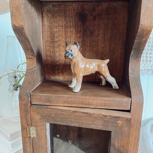 Vintage ceramic boxer dog figure, Porcelain brown cream dog, Antique Vintage Home Decor, shelf decor accent figurine, dog trinket statue