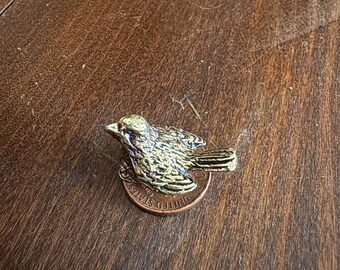 Figura de pájaro de latón vintage, pequeño pájaro coleccionable, decoración en miniatura para estante, adorno para vitrina.