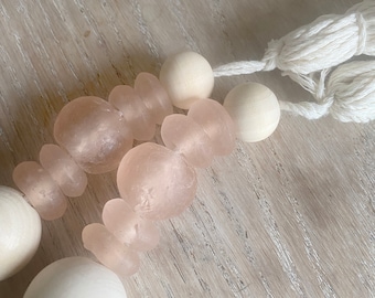 Curtain Tie Backs, Sea Glass Decor, Beaded Tie Backs, Curtain Holder, Boho Curtain, Curtain Holdback, Coastal Home Decor, Window Decor