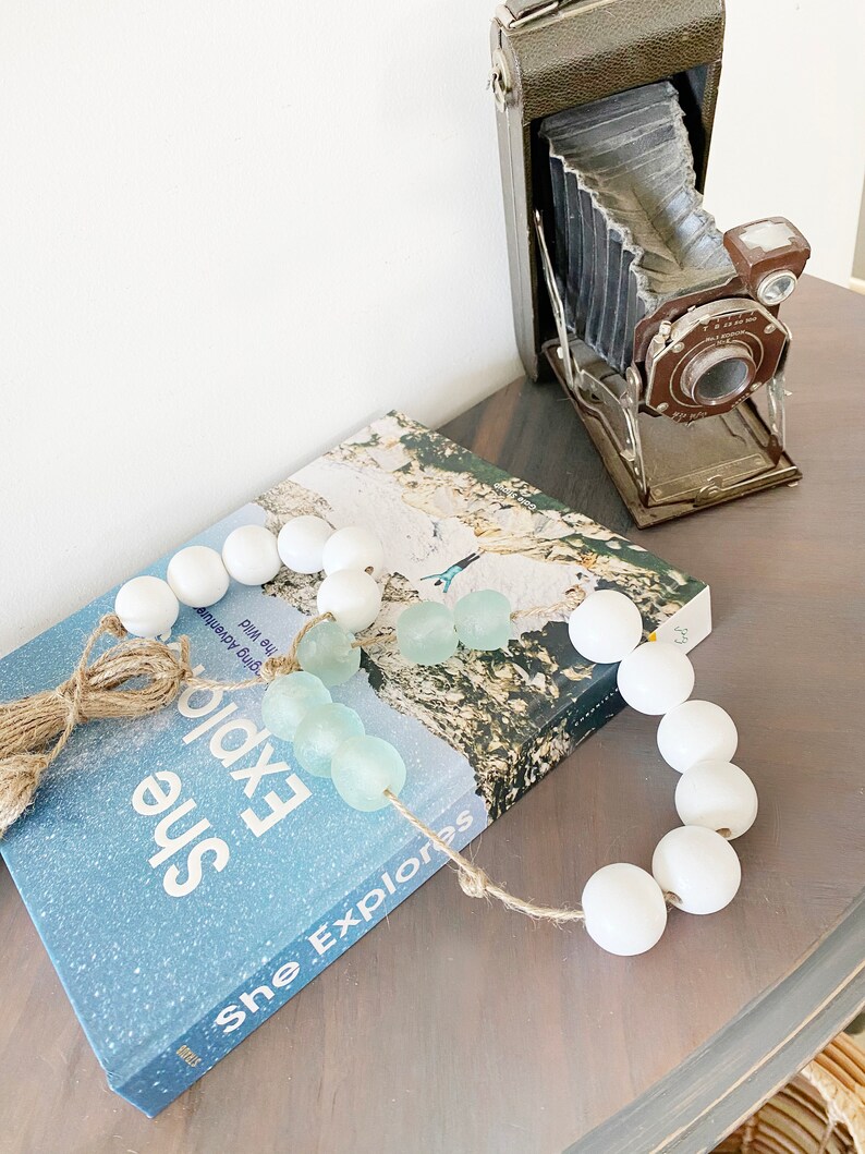 Coastal Home Decor Accent Beach House Gift White Bead Etsy