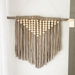 Large Driftwood Home Decor Wall Hanging, Wood Bead Garland Hanging Decor, Boho Wall Art, Macrame wall hanging, Wall Art, Home Decor