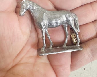 Pewter horse, Western Americana Vintage home decor trinkets, horse knick knack, pewter horse figurine statue