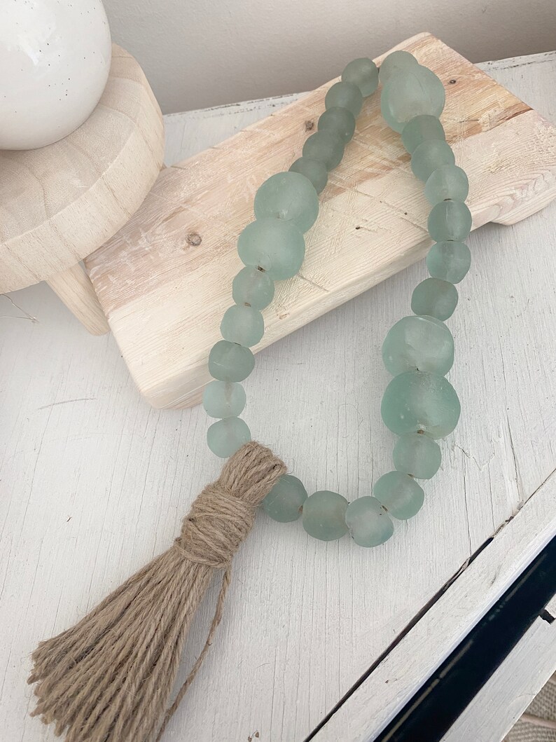 Sea Glass Decor Garland Glass Bead Garland Beaded Garland Etsy