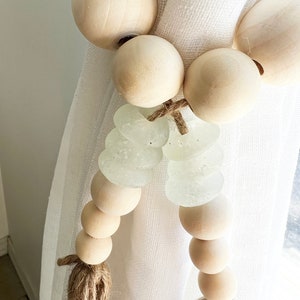 Curtain Tie Backs, Curtain Ties, Coastal Decor, Seaglass Beads, Window Decor, Seaglass Garland Curtain Tassel, Curtain Holdback