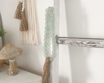 Sea Glass Garland, Custom Sea Glass Decor, Coastal Living Decor, Boho Garland, Beach Glass Beads, Beach House Living