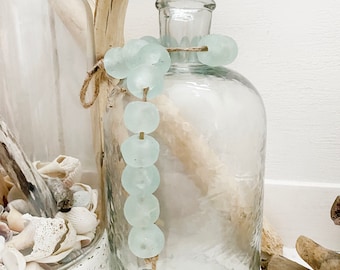 Coastal Decor, Sea Glass Garland, Coastal Bead Garland, Bohemian Decor Garland, Sea Glass Beaded Rope, Beach House Decor, Glass Bead