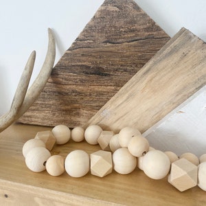 Wood Bead Garland, Garland Decor, Beaded Garland, Farmhouse Beads, Wooden Beads Decor, Bohemian Decor