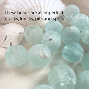 Sea Glass Beads, Jumbo Clear Aqua Recycled, Large Glass Beads, 24mm beads, Recycled Glass Beads, African Glass Beads, Fair Trade Beads,