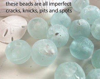 Sea Glass Beads, Jumbo Clear Aqua Recycled, Large Glass Beads, 24mm beads, Recycled Glass Beads, African Glass Beads, Fair Trade Beads,