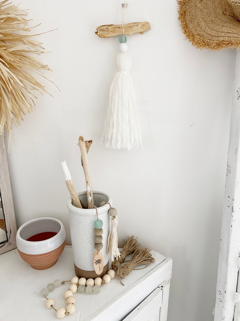 Coastal Home Decor Accent Beach House Gift White Bead Etsy