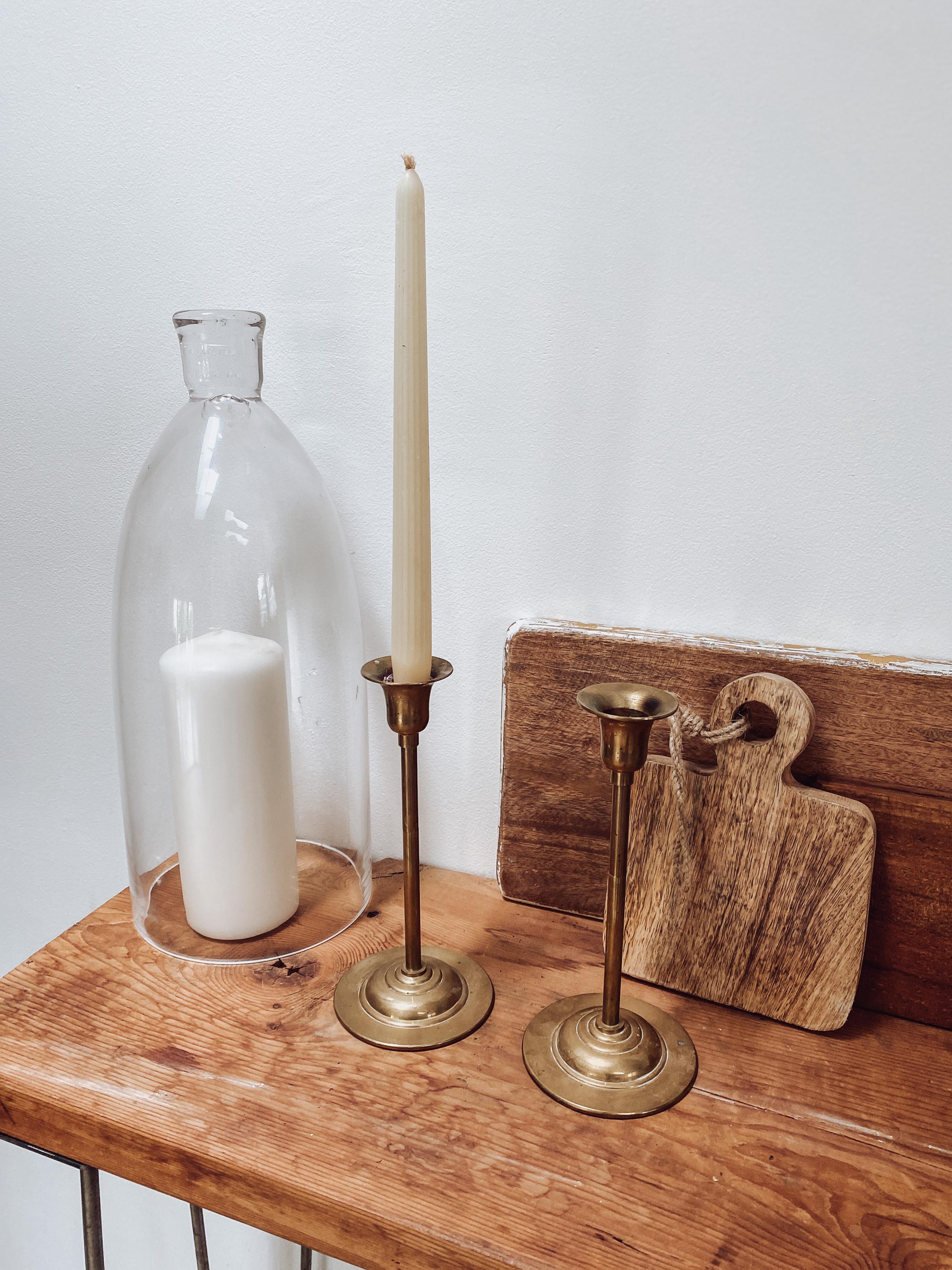 Set of 8 Sturdy Brass Candle Followers, Candle Toppers for 1