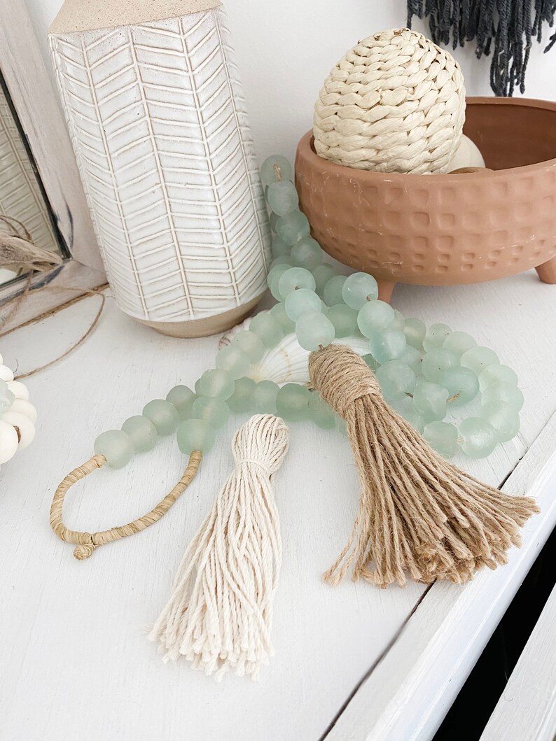 Sea Glass Garland Custom Beaded Garland Bohemian Coastal | Etsy