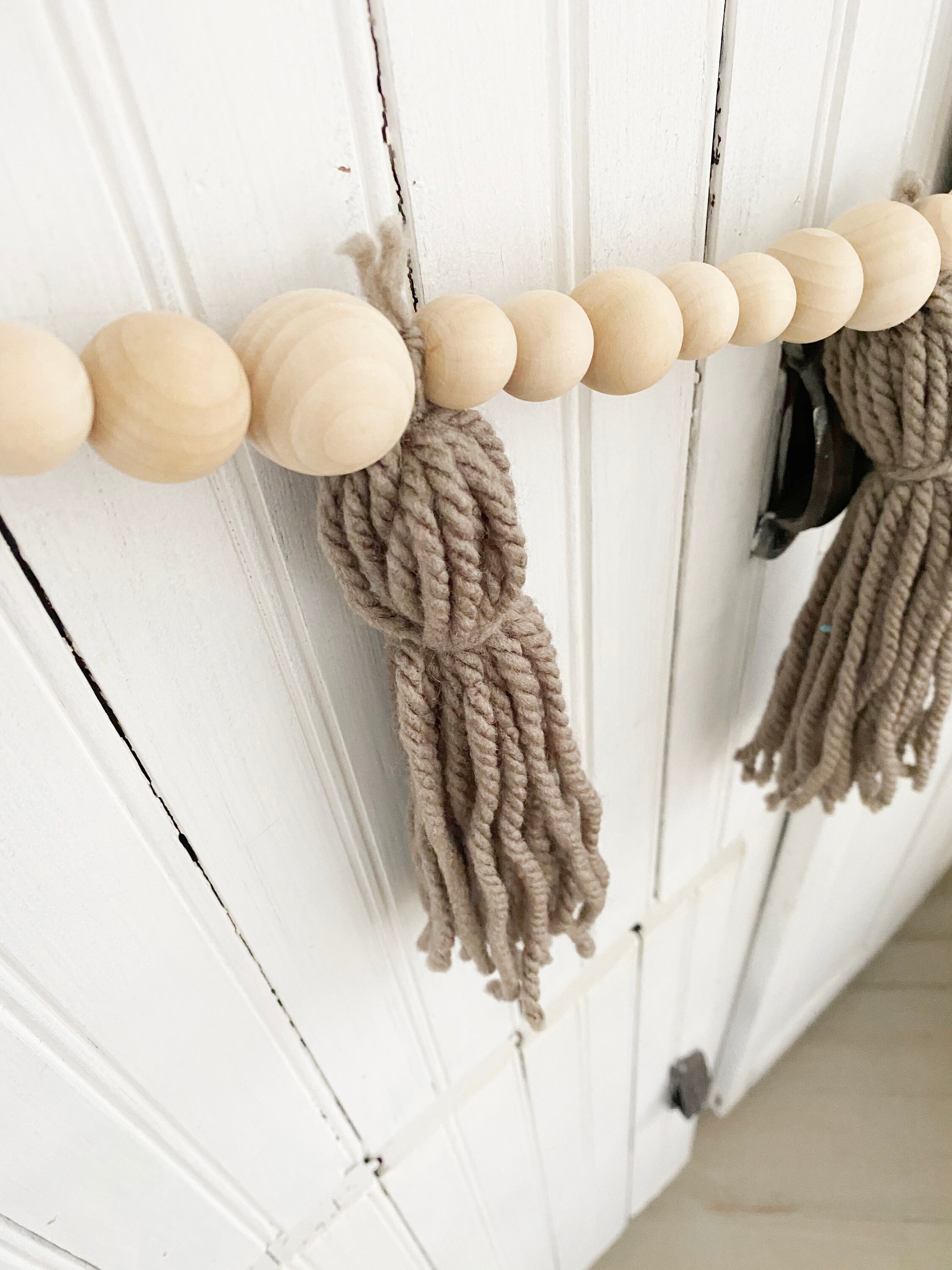 Wood Bead Garland Fringe Tassel Wall Hanging Wood Bead Etsy