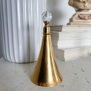 Vintage bell, gold bell, dinner hand bell, unique table bell, Antique Home Decor, bell trinket, Hollywood regency faceted crystal ball knob