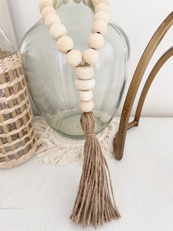 Natural Wood Bead Garland, Farmhouse Large Bead Loop, Farmhouse Beads, Home  Decor Beads, Farmhouse Gifts, Farmhouse Decor