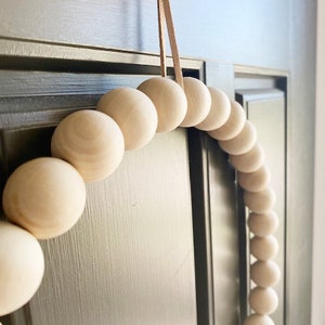 Wooden Wreath, Everyday Wreath, Minimalist Natural Wreath Decor, Wood Bead Wreath, Boho Wreath