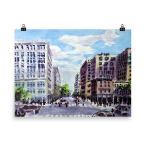 Washington DC Poster Print and Original Watercolor / City / Dorm Office Room Decor