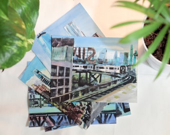 Watercolor Views of NYC Postcard Set VERSION 3 / New York City Travel Landmarks Postcard Pack