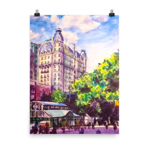 Ansonia NYC Upper West Side Poster Print and Original Watercolor / New York City NYC / Dorm Office Room Decor