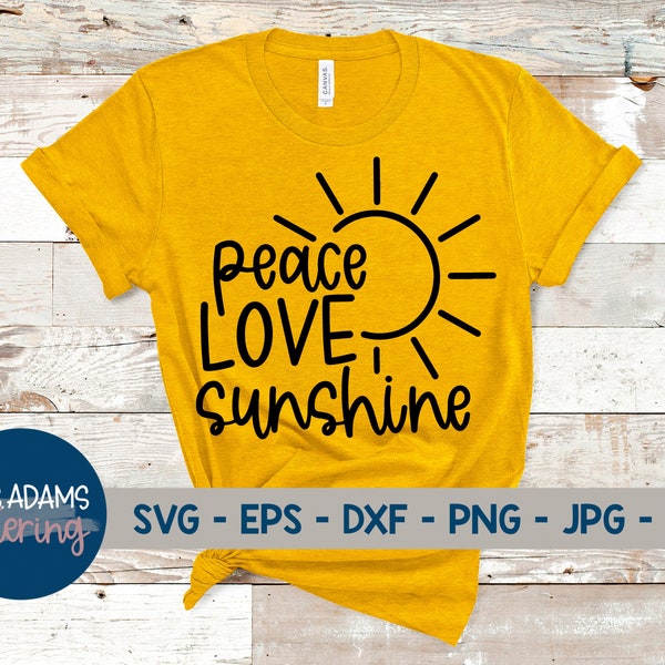 Peace Love Sunshine Svg, Summer Svg, Hello Summer Svg, Peace Love Svg, Sun Svg, for cricut, for silhouette