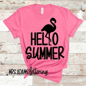 Flamant rose, Svg Bonjour été, Bienvenue l'été Svg, Summer Vibes Svg, Svg chemise flamant rose