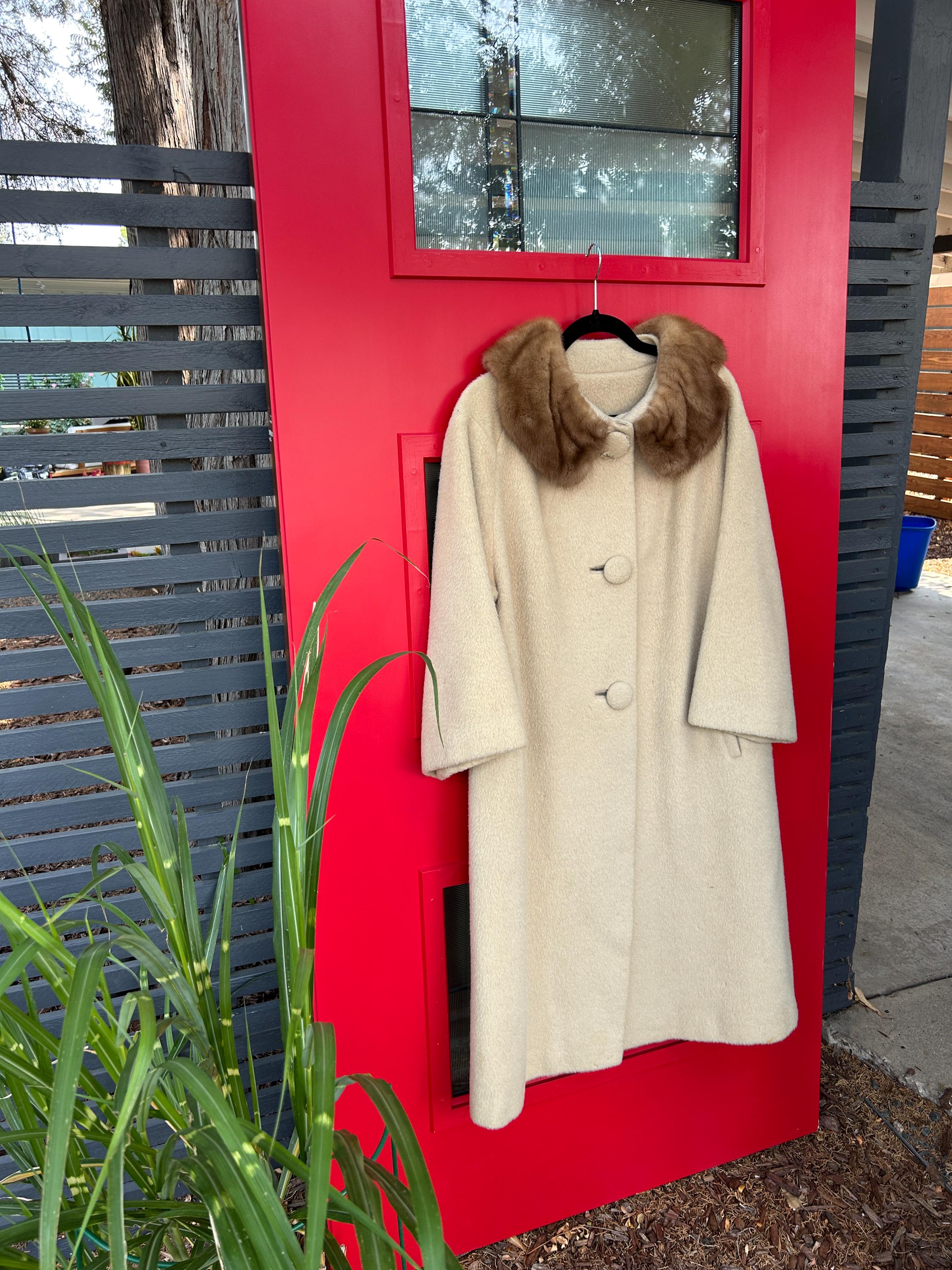 Forstmann Vintage Wool Coat, Cream Jacket With Fur Collar - Etsy