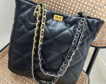 Bolso de diseñador Dupe Bolso de mano de cuero para mujer Bolso de compras grande inspirado en el bolso de fin de semana para computadora portátil Designer Dupe para mujeres Regalo para ella