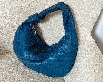 Trendy Hobo Bag for Women Slouchy Shoulder Bag in Blue Summer Purse Practical Tote Bag for Work Designer Inspired Purse for Her Gift for Mom