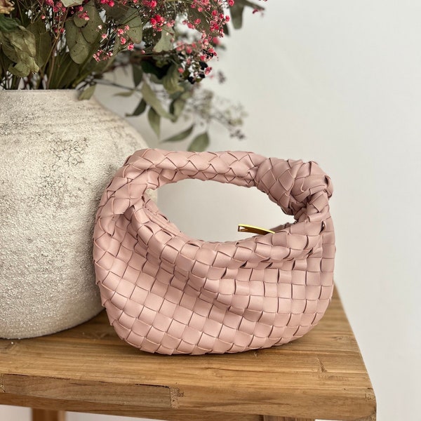 Woven Knot Bag Designer Dupe Woven Bag Geflochtene Tasche Designer Inspired Vegan Leather Dumpling Bag Woven Clutch Perfect Gift for Her