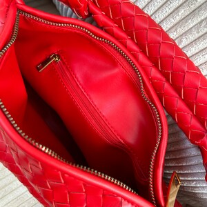 Versatile red Hobo Clutch Stylish Vegan Leather Purse for Women, Ideal Gift for Mom bottega veneta jodie dupe is perfect birthday gift for wife, girlfriend or best friend. stylish vegan leather bag for women who love minimalist fashion. Hobo bag