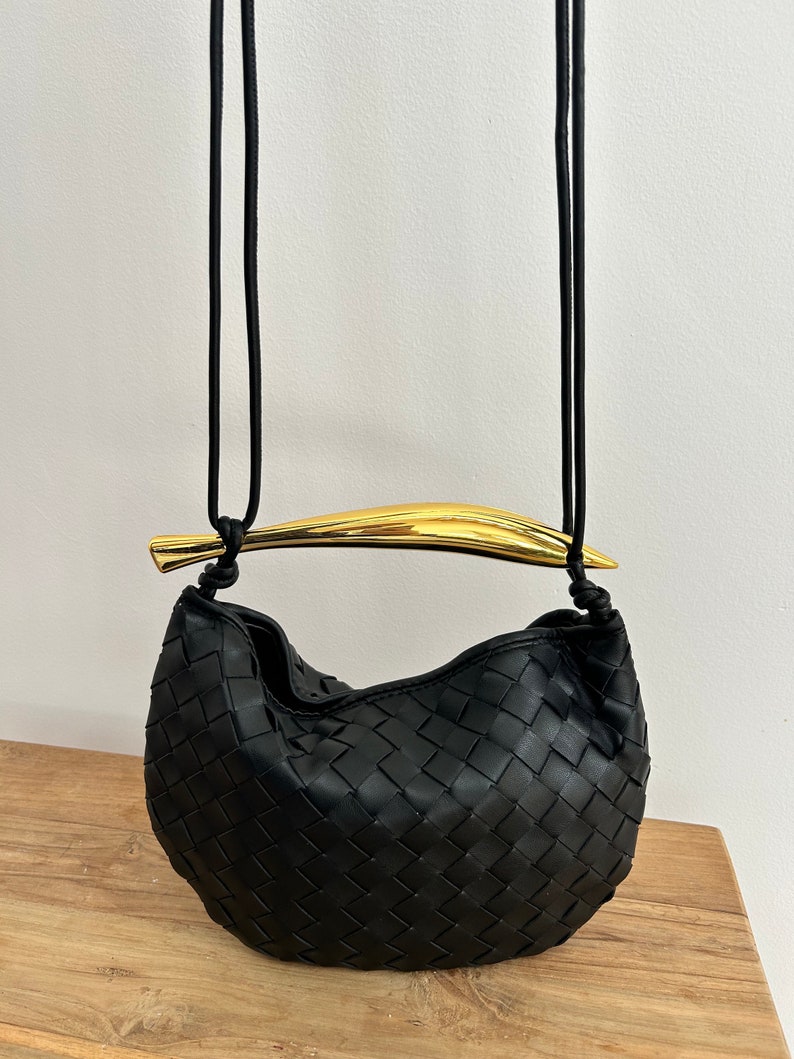 Woven Knot Bag Women Designer Dupe Woven Clutch Festival Bag Designer Inspired Vegan Leather Knot Bag Women Hobo Black Clutch Crossbody Bag Long Strap Versatile Woven Crossbody Clutch - Vegan Leather Knot Bag - Black Festival Purse