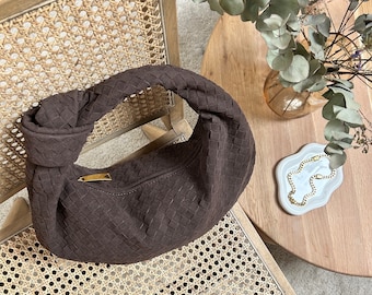 Woven Knot Suede Bag Shoulder Purse for Everyday Luxury Women Bag Trendy Oversized Hobo Clutch Large Summer Woven Handbag Mothers Day Gift