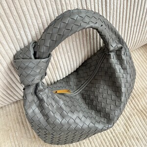 Bottega Veneta Jodie Bag Grey Vegan Leather Pouch Designer Dupe Bag,Woven Knot Tote Bag for Women,Grey Shoulder Knot Bag,Interwoven Vegan Leather Clutch,Gift for Her,Woven Knot Dumpling Bag Bottega Jodie