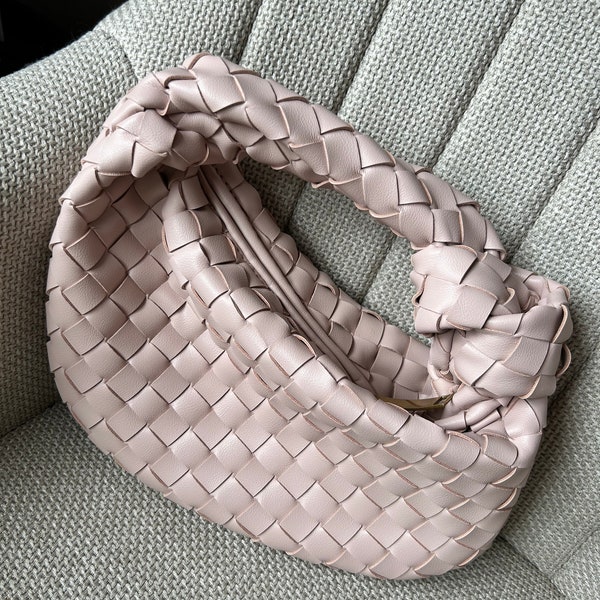 Woven Knot Bag Designer Dupe Woven Bag Geflochtene Tasche Knot Bag Designer Inspired Vegan Leather Dumpling Bag Woven Clutch Gift for Her