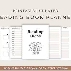 Reading Book planner bundle printable,Reading planner 2024,printable reading challenge,Book review log book,Monthly Reading journal minimal
