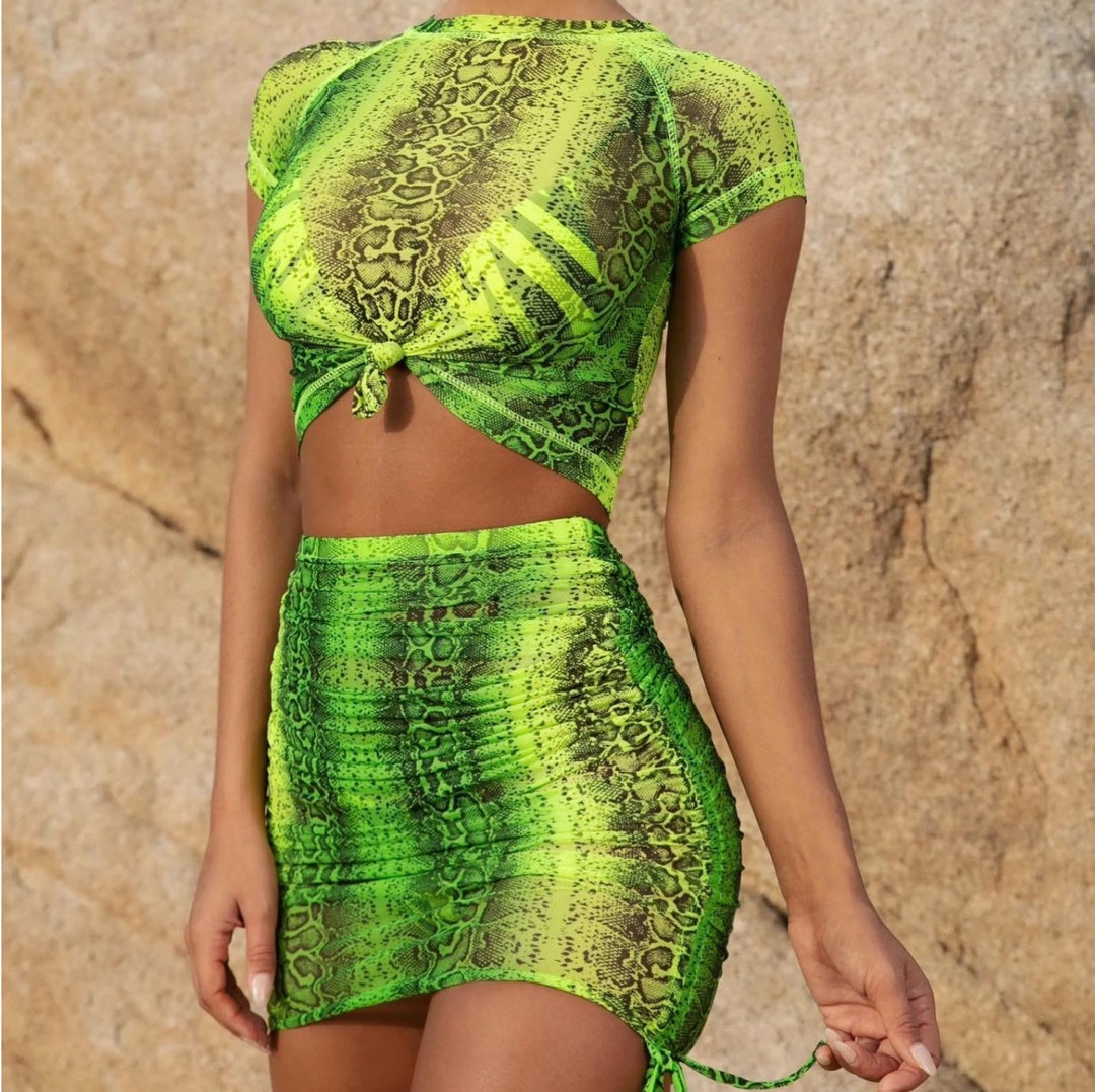 Green Snake/ Desert Cali/animal Print/ Beach Outfit Etsy