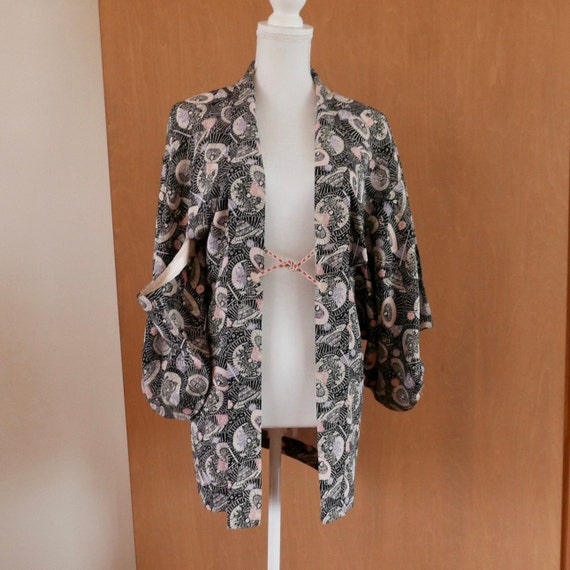 Vintage Kimono Haori Jacket, Japanese Umbrella pa… - image 3